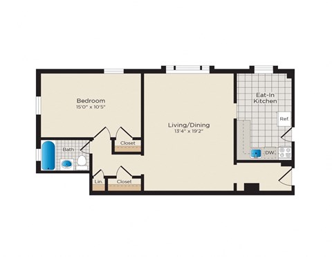 Falkland Chase Apartments in Silver Spring, Maryland 1 Bedroom Floor Plan